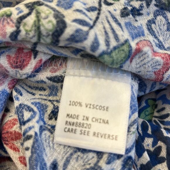 Cynthia Rowley Blue Pink White Floral V-Neck Sleeveless Blouse Size 1 X EUC - Picture 8 of 10